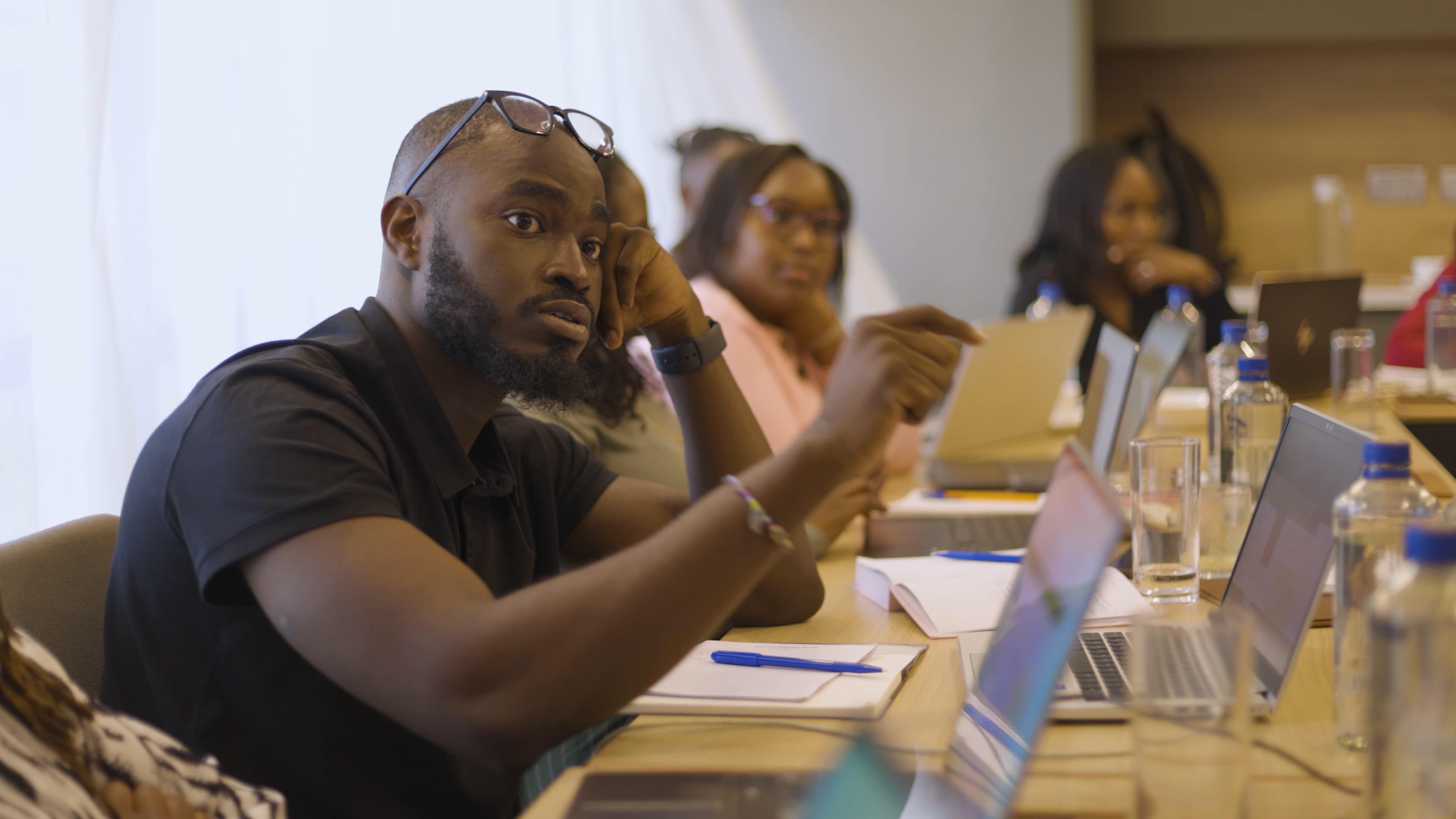 staff in a meeting room