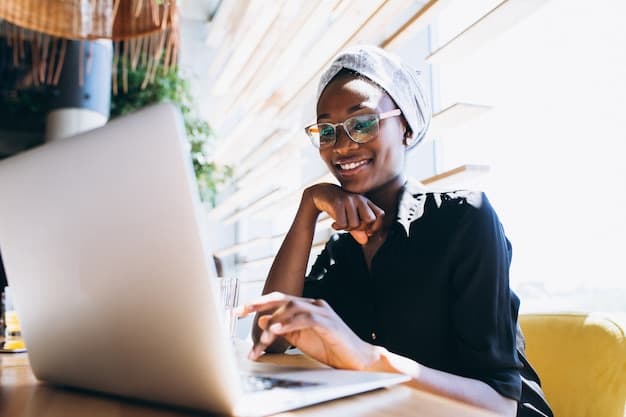 Lady using a laptop